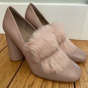 Donald J Pliner Dusty Pink Leather and Fur Pumps